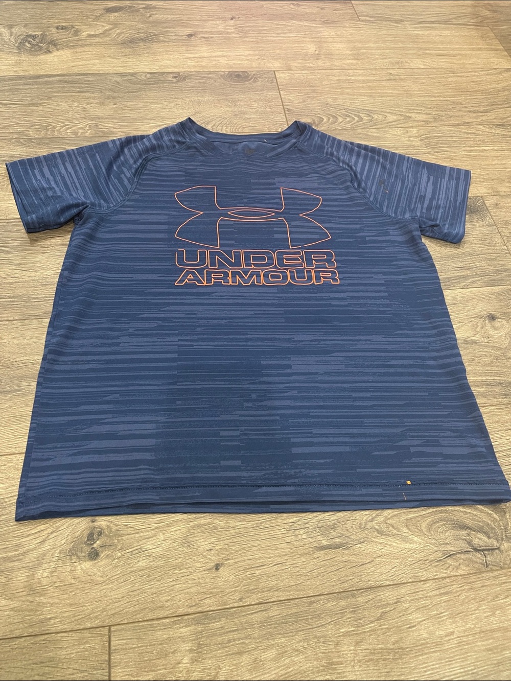 Under Armour Navy Short Sleeve Graphic Tech Tee with Orange Logo